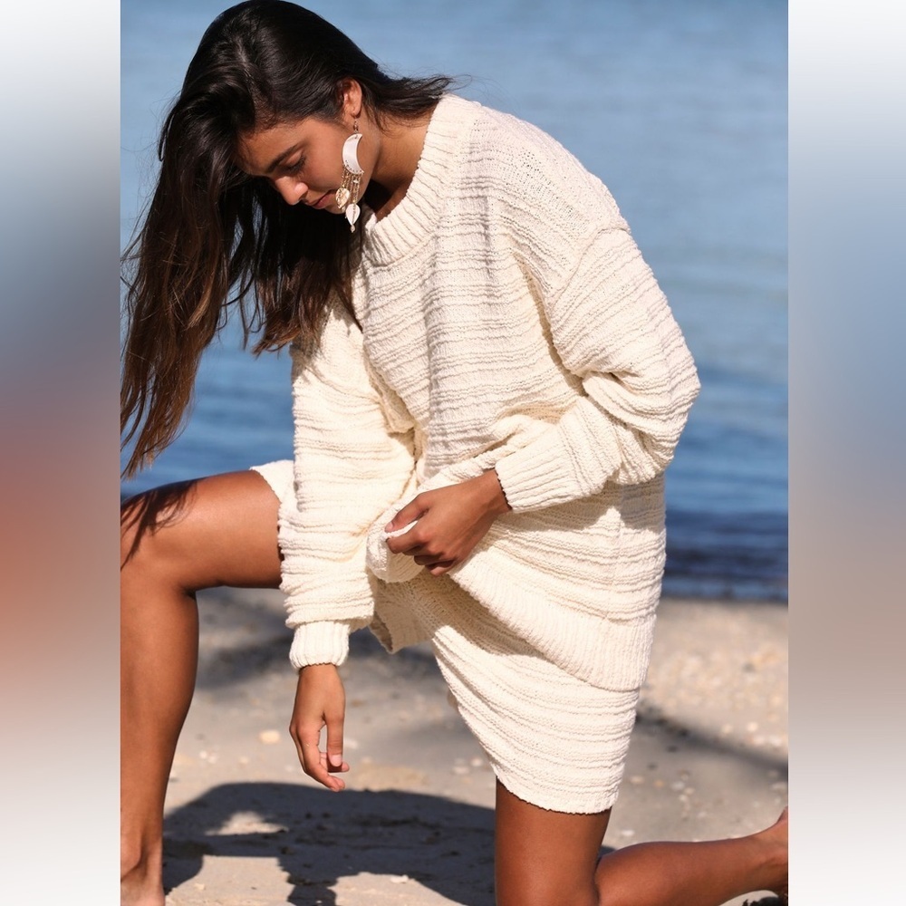 FREE PEOPLE Malibu Knit Set Sweater & Shorts, sz XS